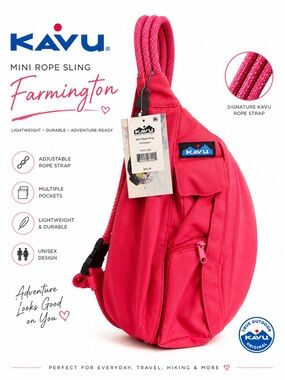 NWT KAVU Mini Rope Sling Backpack Farmington Pink Crossbody Travel Bag